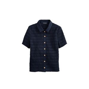 J. Crew Navy Smocked Button-Up Shirt